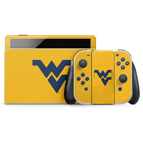 West Virginia University Yellow Background Nintendo Switch OLED (2021) Skin